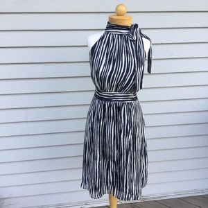 Banana Republic Striped Halter Tie Neck Dress sz 0